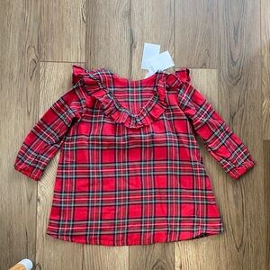 H&M | Red Plaid Ruffle Dress